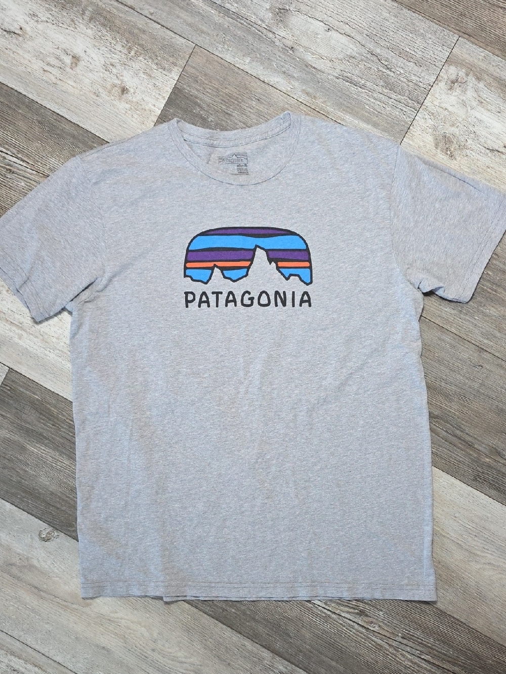 Patagonia Slim Fit Cartoon Mountain Range Graphic Tee Shirt Sz Lg